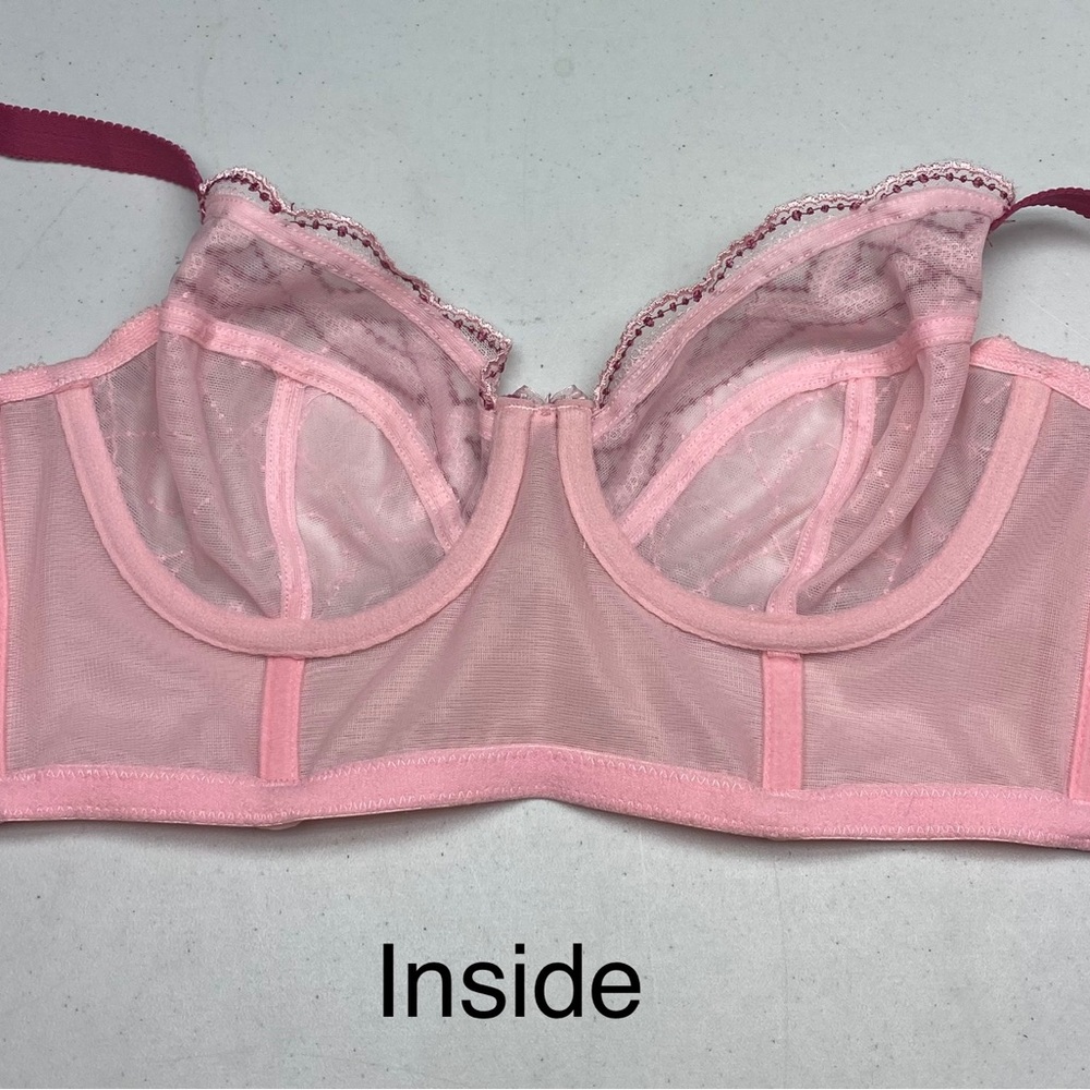 Parfait PNK/MAROON Unlined Long Bra, 32D *P1046 - Picture 5 of 8